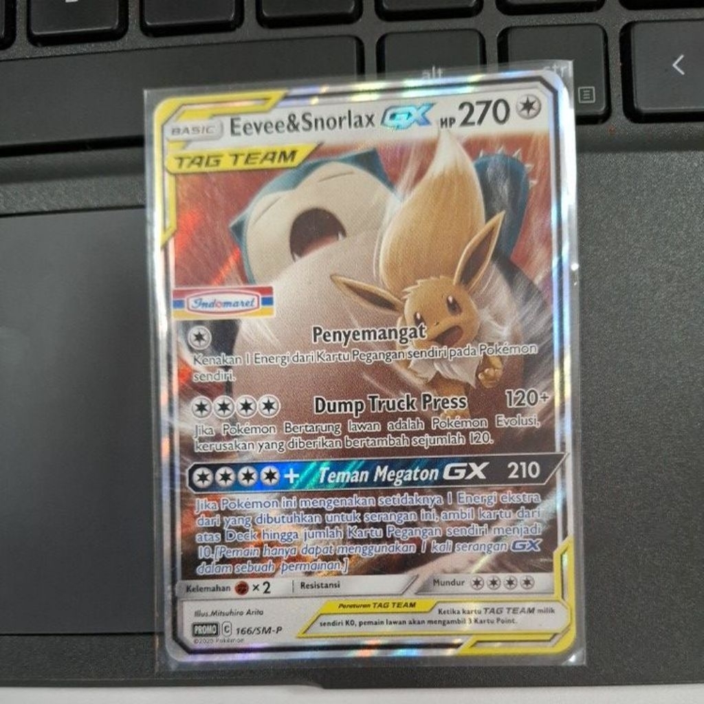 Eevee & Snorlax GX TAG TEAM (166/SM-P) POKEMON tcg Indomaret Indonesia