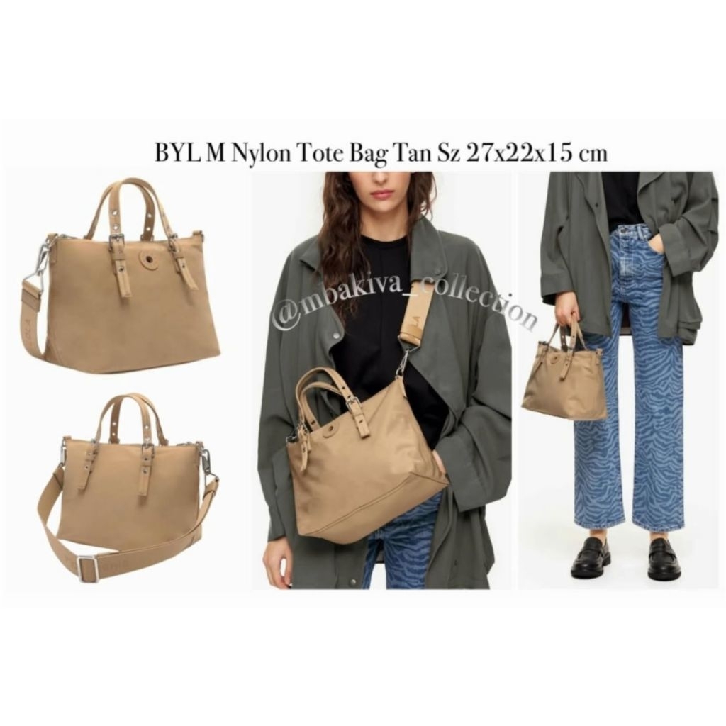 BYL M Nylon Tote Bag Tan