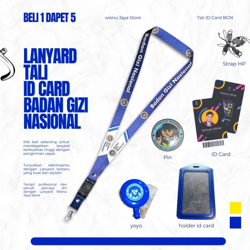 LANYARD/TALI ID CARD BADAN GIZI NASIONAL/LANYARD BGN TERBARU TERLENGKAP Langsung Kirim Hari Ini~