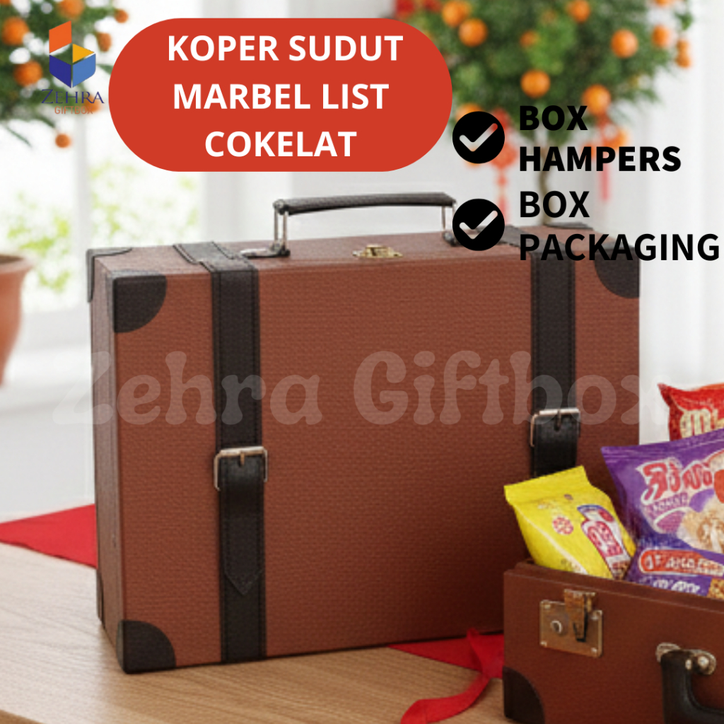 Box Hampers Imlek Custom Logo | Box Imlek Kulit Sintetis Model Koper Retro Premium