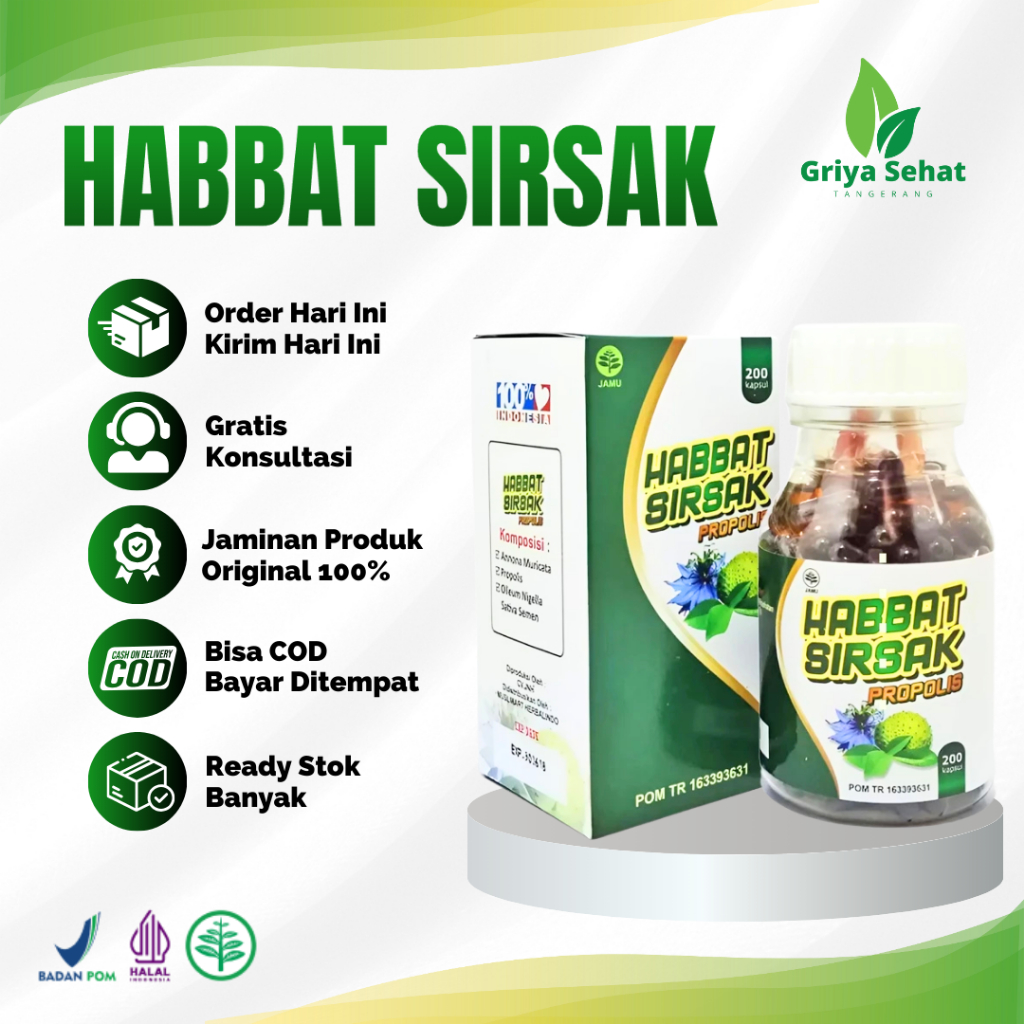 Habbat Sirsak Propolis Obat Herbal Tumor Kanker Isi 200 Kapsul Original