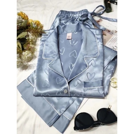 Set Piyama Wanita Terbaru 2pcs | Bahan Sutra & Katun Adem | Model Kardigan Kekinian | Baju Tidur & H