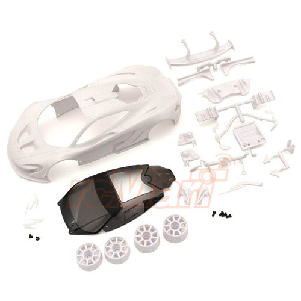 CRtoys Kyosho Mini-Z McLaren P1 GTR White Unpainted Body Set w/ Wheel MZN190