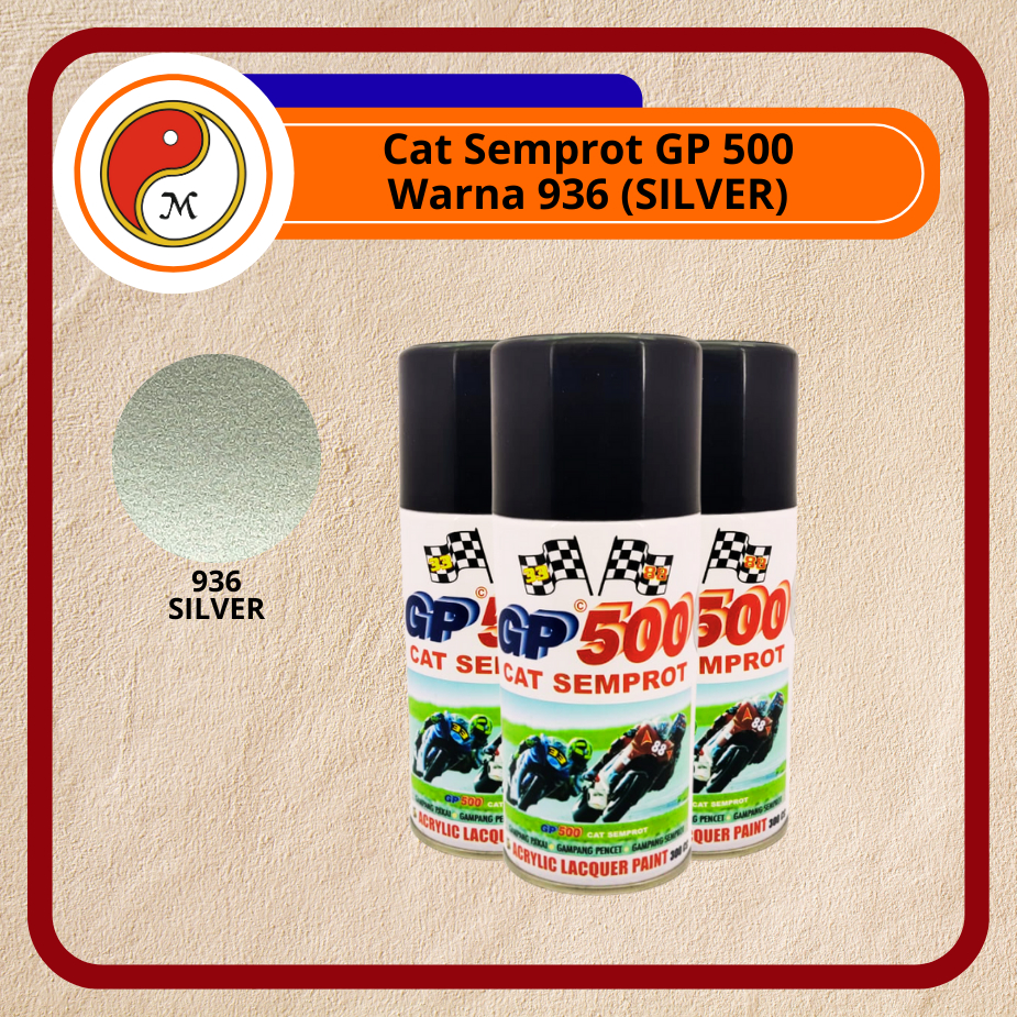 Cat Semprot GP500 / Pylox GP-500 300cc – Aneka Warna | Spray Paint Serbaguna / Warna Silver (936)