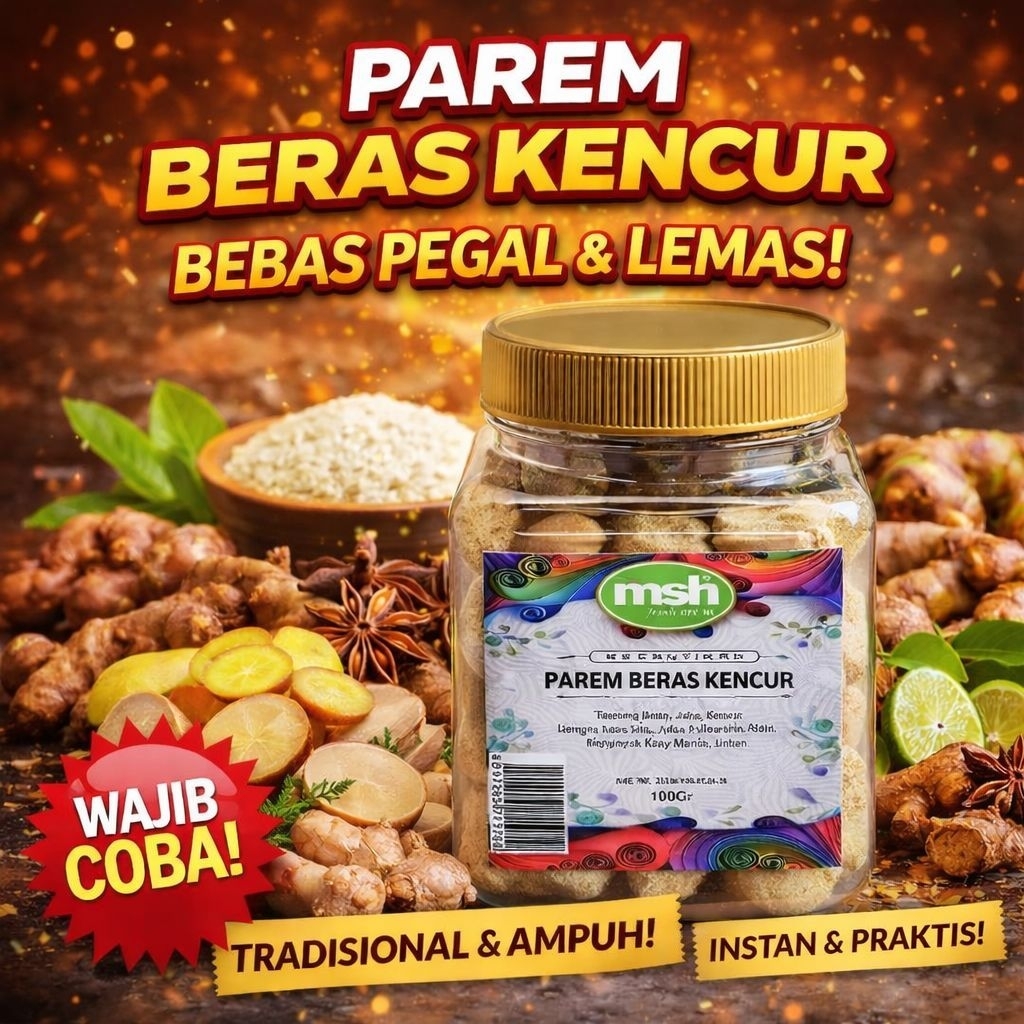 Parem Beras Kencur Premium 100gr , Parem Beras Kencur Asli , Parem Tradisional , Bebas Pegal & Lemas