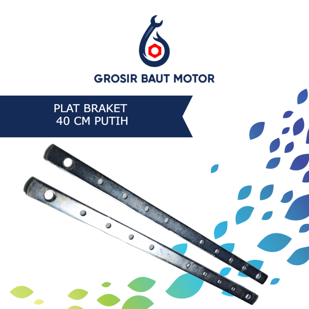 Plat Lubang Besi Tebal Chrome 40cm Universal Putih Tebal 3mm