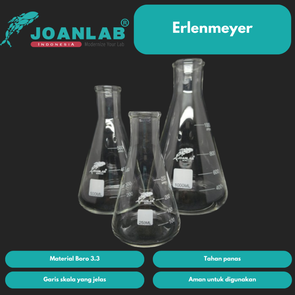 JOANLAB Tabung Erlenmeyer Labu Boro 3.3 250/500/1000 ml