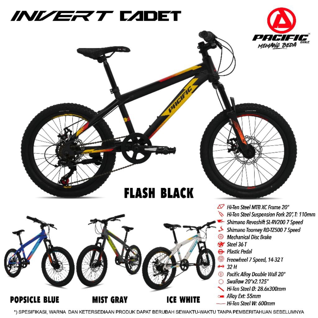 Sepeda MTB 20 inc Pacific INVERT CADET 7speed Sepeda Anak