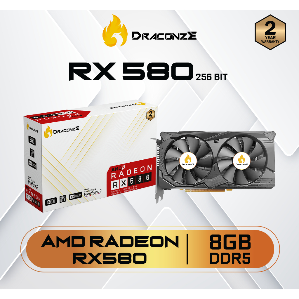 VGA CARD / VGA NVIDIA RX580 / VGA RX580 / VGA DRACONZE RX580 8GB DDR5 256BIT