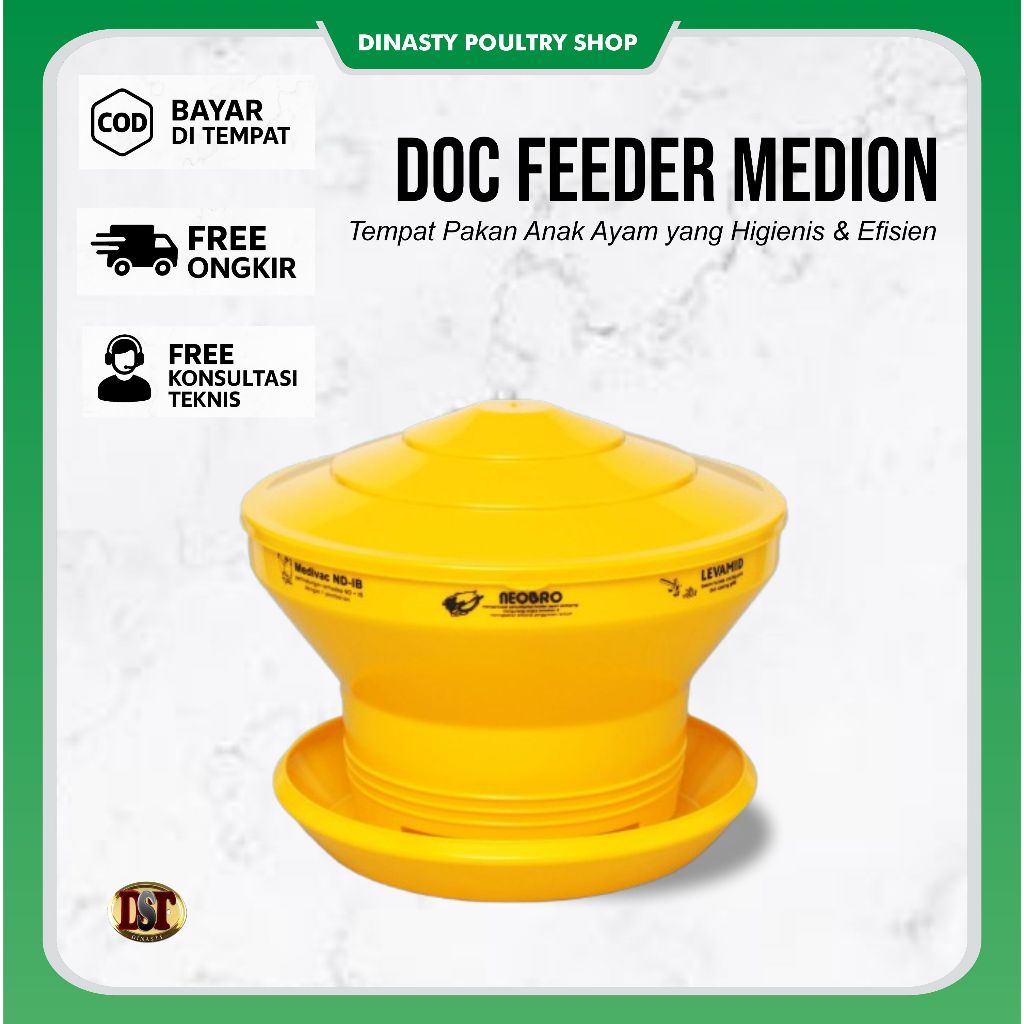 DOC Feeder Medion Full Set (Piring + Tutup + Botol) Tempat Pakan Anak Ayam DOC Original