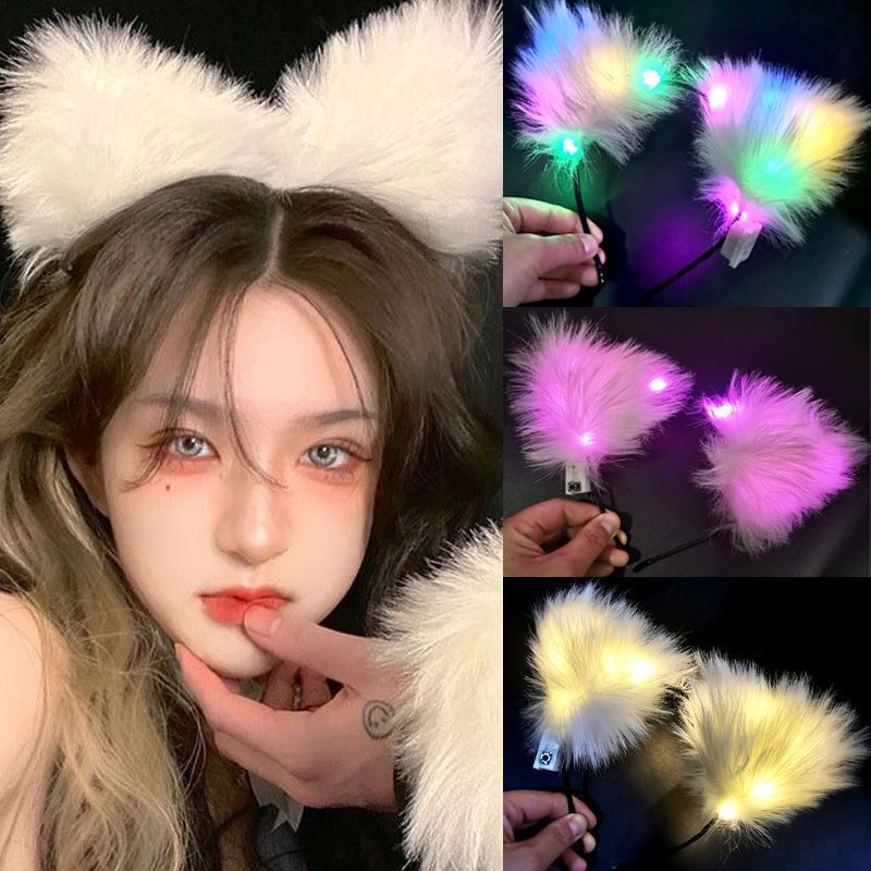 BANDO LED BJ 38 / BANDO TELINGA KUCING DENGAN LAMPU LED FASHION KOREA BANDANA
