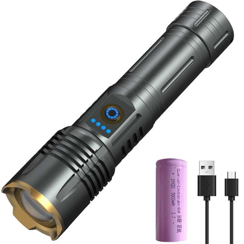 LED Senter LED Flashlight 5000 Lumens - LZ1 , Cahaya Terang 5000 Lumens, Kepala Zoom, 5 Mode Cahaya