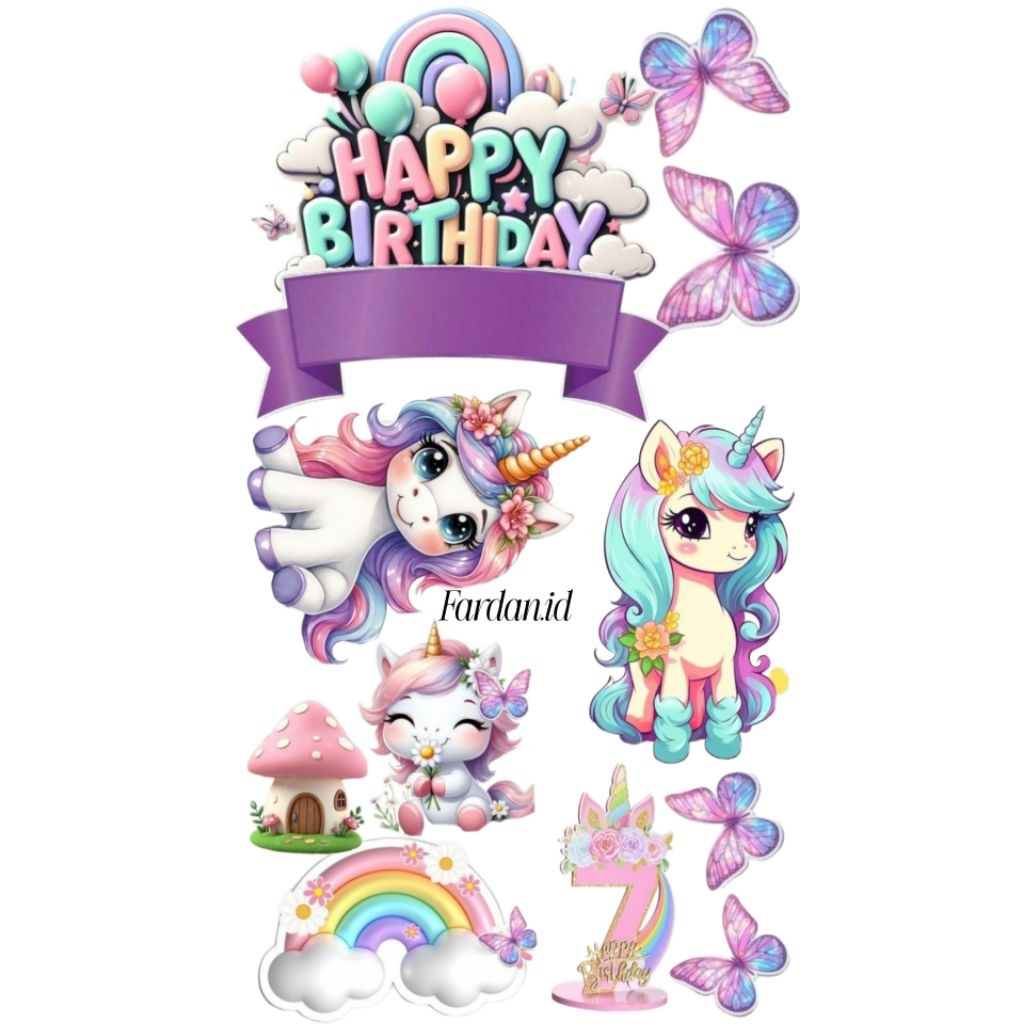 TOPPER CUSTOM NAMA UNICORN/TOPPER KUE ULANG TAHUN UNICORN/HIASAN CAKE UNICORN