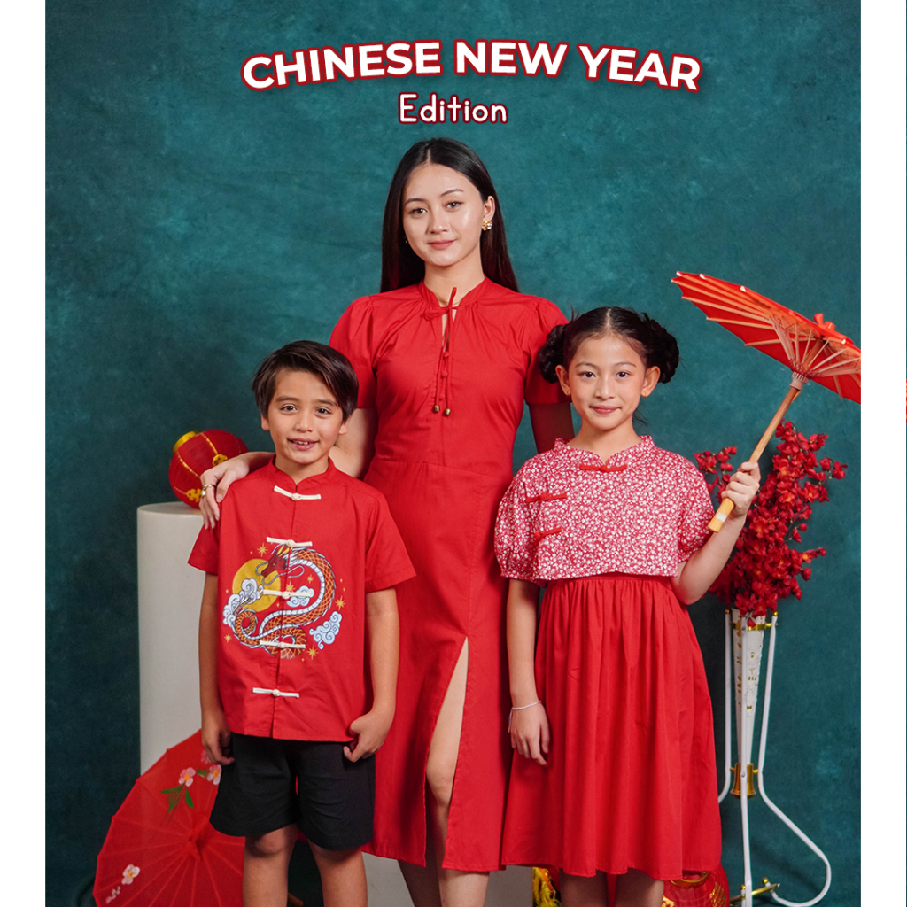 FAMILY SET/CHINESE NEW YEAR EDITION/MELIN DRESS/LIN SHIRT/BAJU IMLEK/SET BAJU KELUARGA/DRESS IMLEK/D
