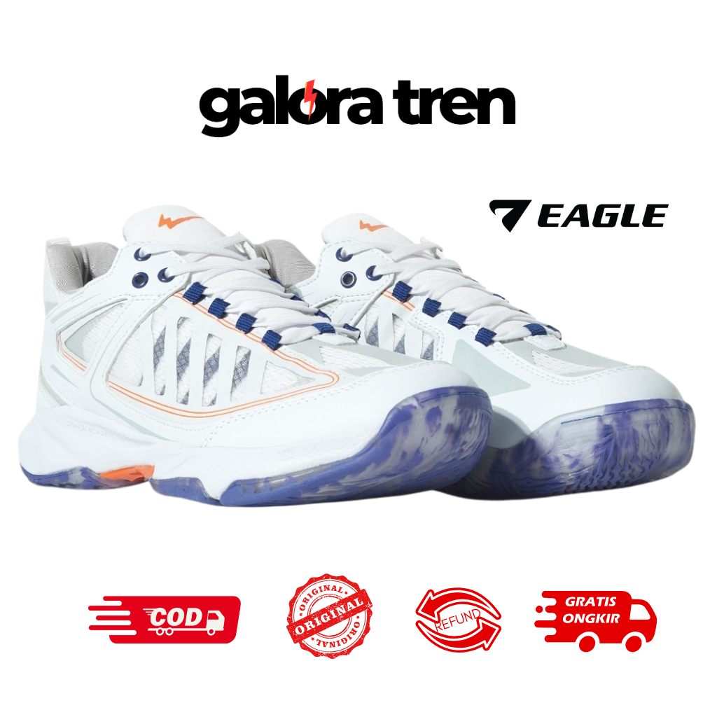 Eagle PNR PRIME PUTIH/BIRU TUA - Sepatu Badminton / PNR Prime Eagle Original