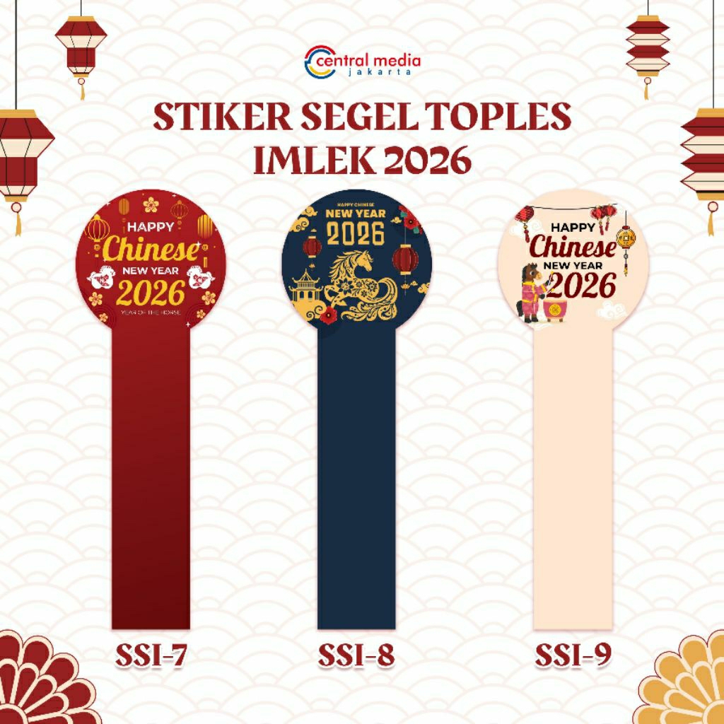 Sticker Imlek Segel Toples Imlek isi 16 pcs Label Toples Stiker Hampers Chinese New Year Label Box K