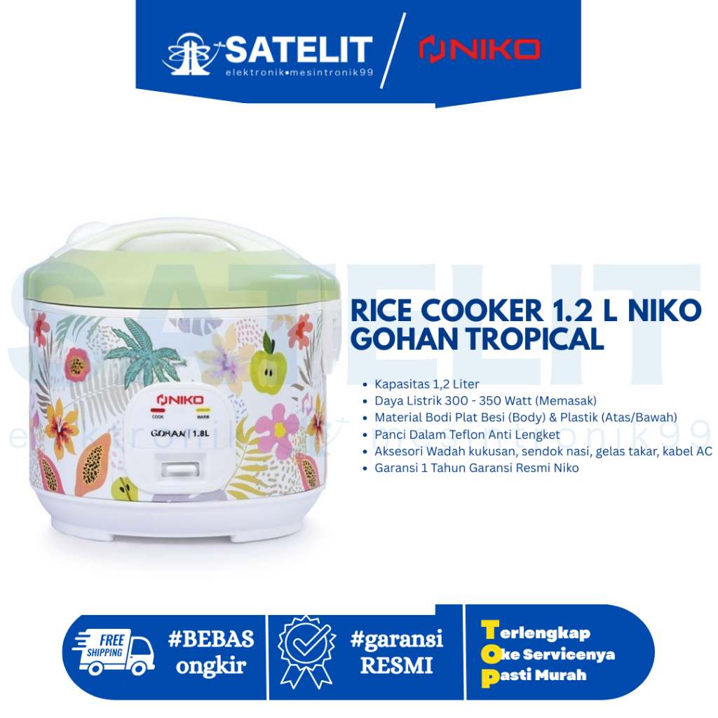 RICE COOKER 1.2 L NIKO GOHAN TROPICAL