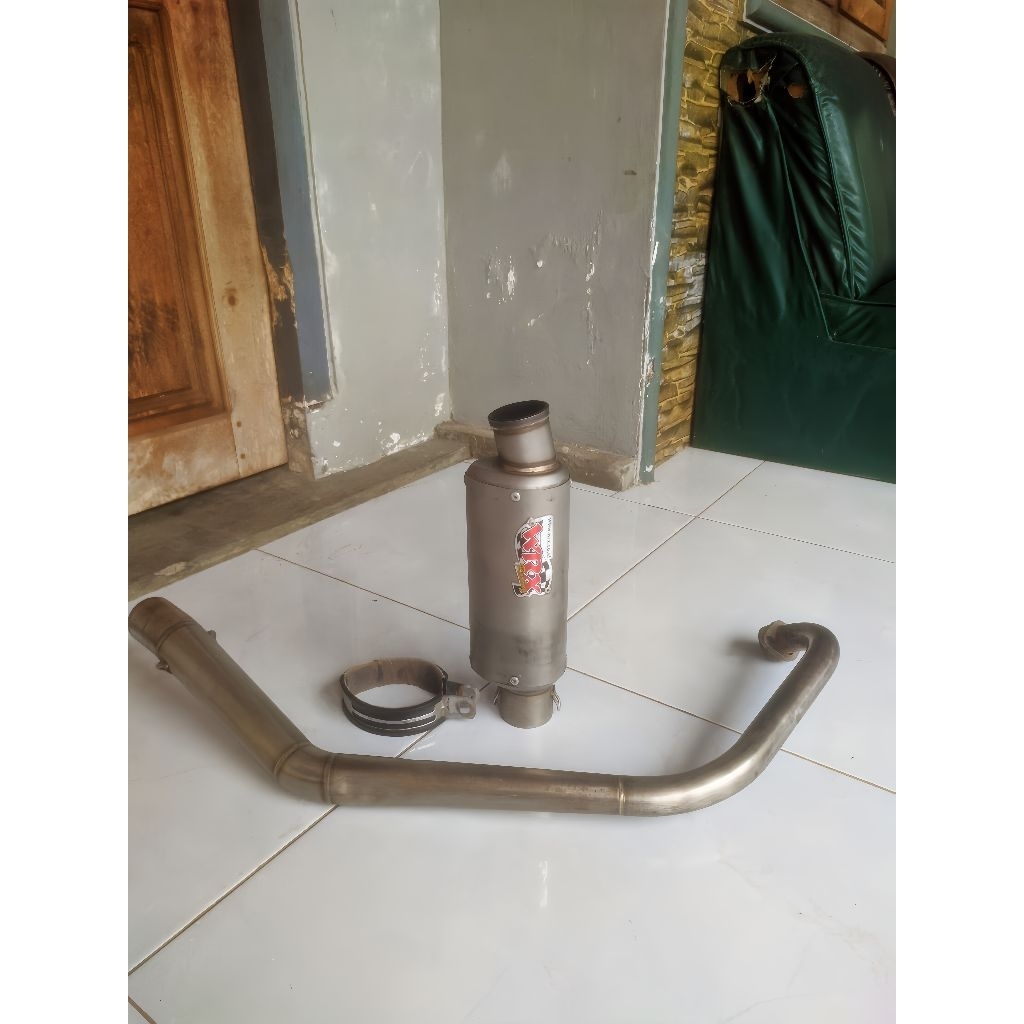 Knalpot Vixion WRX Trioval Sandblas Emblem old