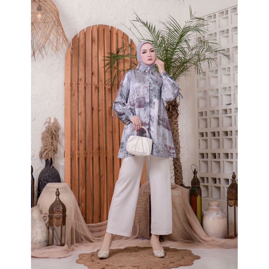 Baju Kemeja Wanita Premium  Kemeja Atasan kemeja Bahan Stella Printing Premium  Nyaman Dipakai Sehar