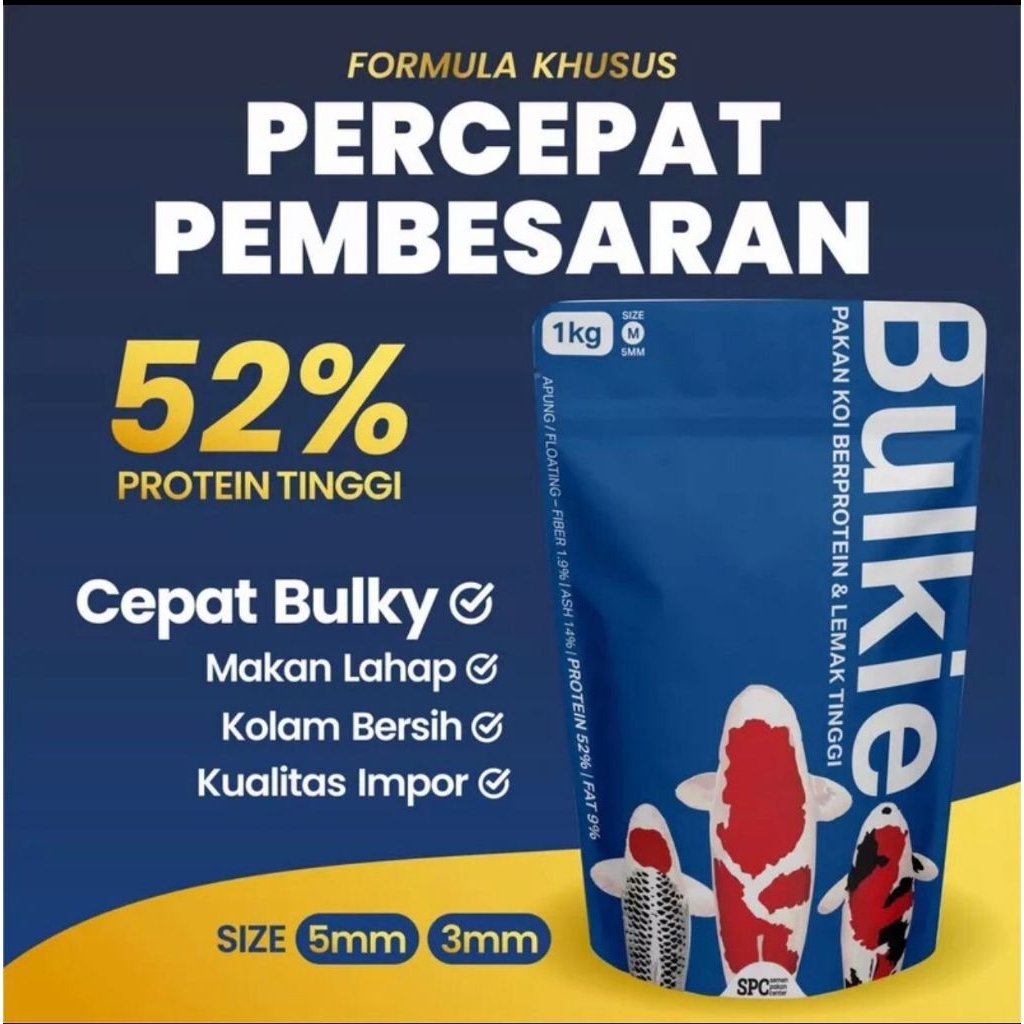 Pakan Koi Bulkie 1KG 5mm - Tingkatkan Pembesaran dan Penggemukan Ikan Koi