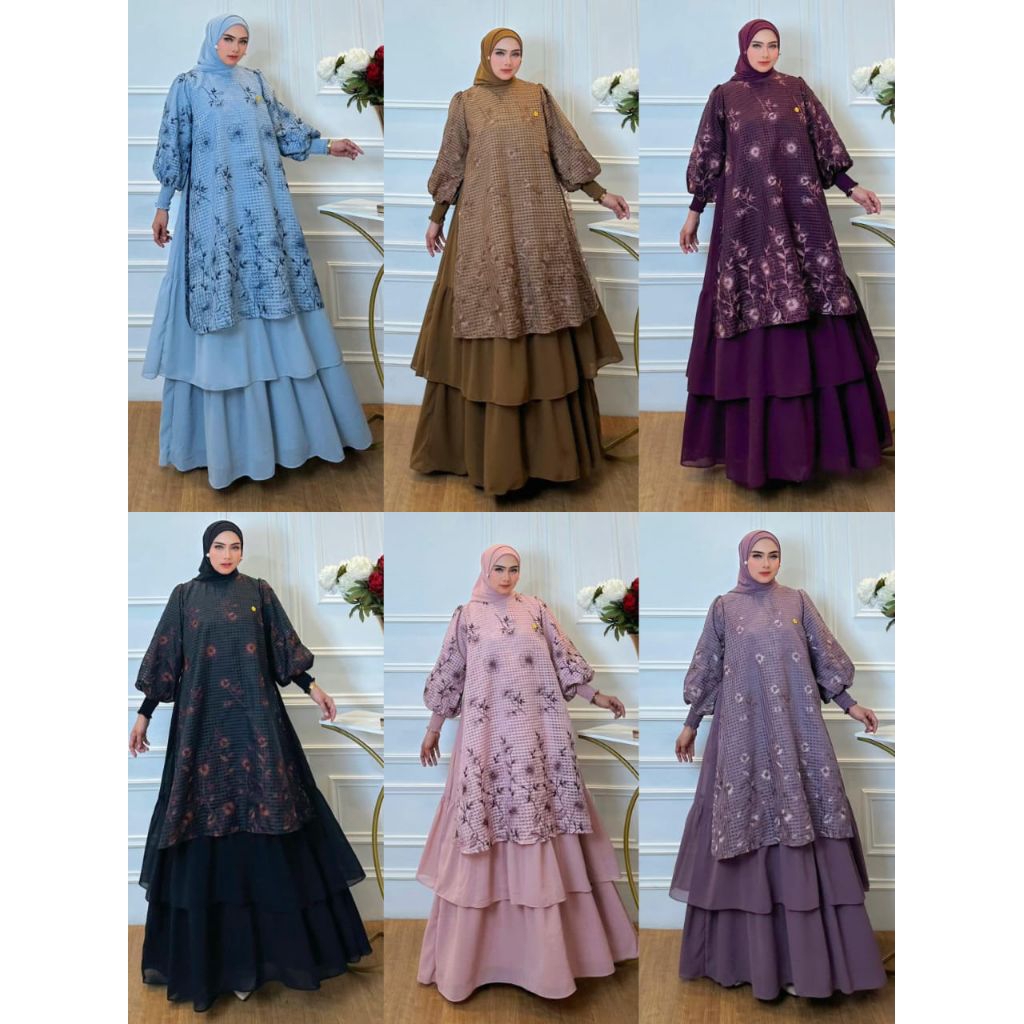 NINONA SET HIJAB | GAMIS NINONA SET HIJAB | GAMIS KEKINIAN ORI REAL PICT. CHAVA 2IN1*