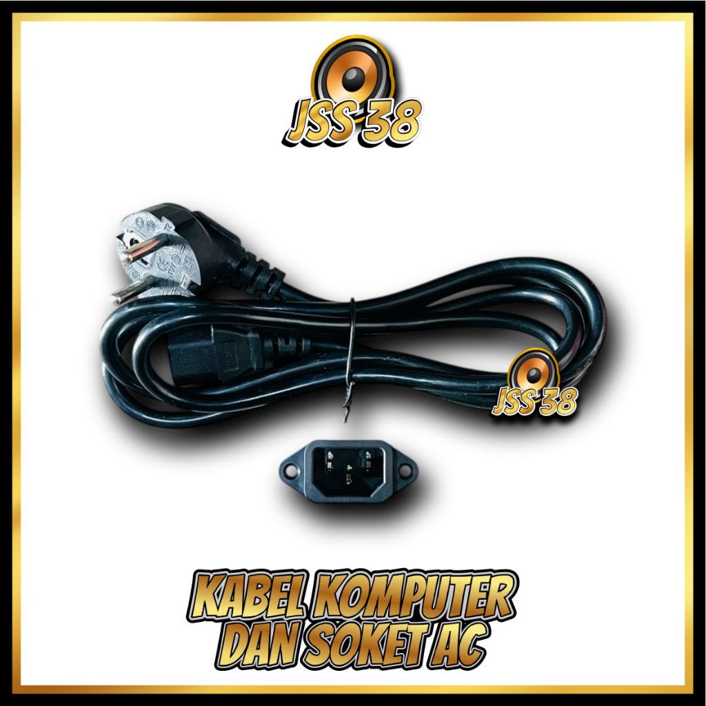 Kabel AC Komputer Hitam + Soket AC Komputer ups