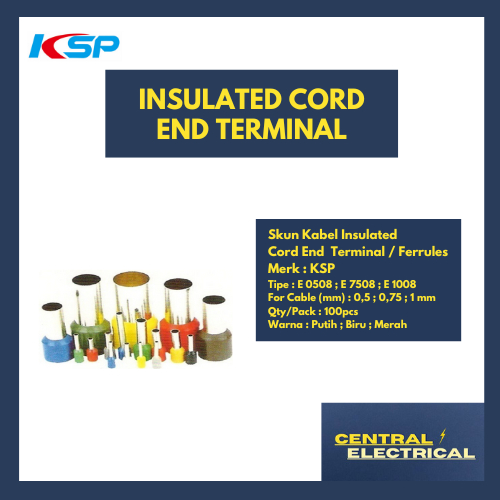 KSP Skun Cable Insulated Cord End Terminal for Cable 0,5-1mm merk KSP tipe E 0508/7508/1008