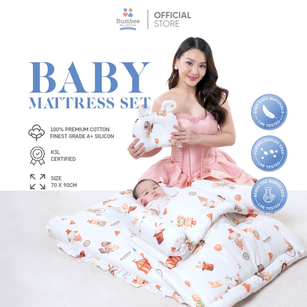 [BUY 1 GET 1] Bumbee Collection - Kasur Set Bayi + Kelambu Baby Mattress Set FREE Cuddle Hug Baby