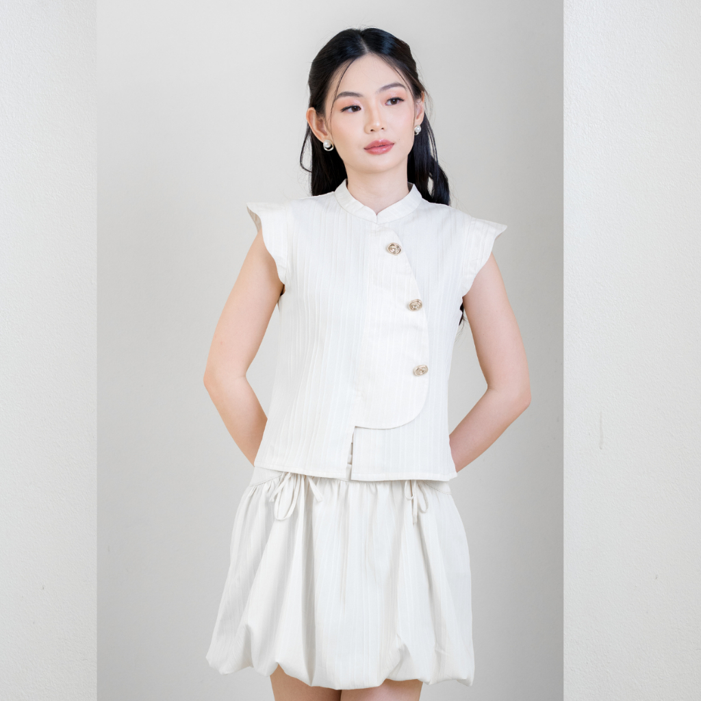 INDILANE - YUE One Set Top dan Yue Skort/One Set Atasan dan Rok Celana/One Set Baju Wanita