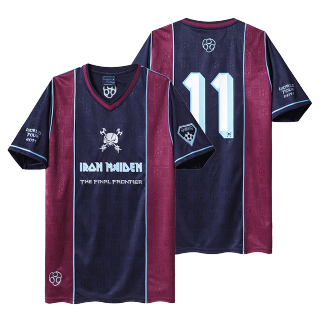 Kaos Band Iron Maiden West Ham Retro Away World Tour 2011 Soccer Vintage Jersey