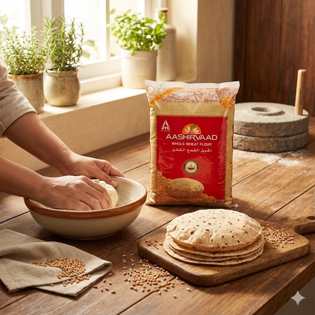Aashirvaad Whole Wheat Flour 2kg, Tepung Gandum Utuh Berkualitas Tinggi