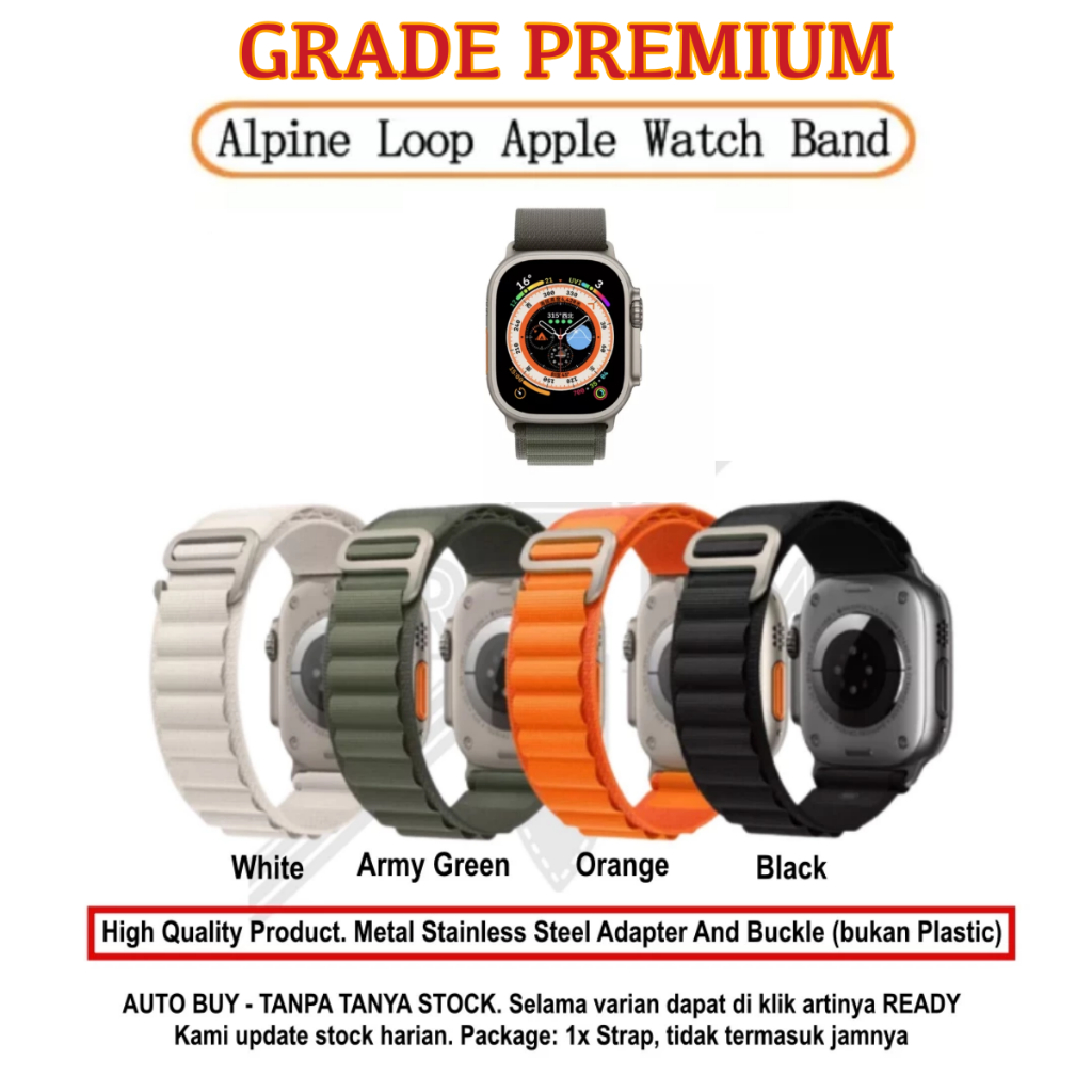 Tali Jam Tangan Apple Watch Seri 10 11 Size 42mm 46mm - Strap Nylon Alpine Loop