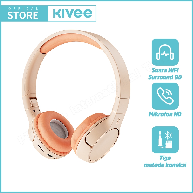 KIVEE Headphone Bluetooth 5.3 HIFI Bass TW143 Wireless Gaming Headset Bluetooth With Mic Original