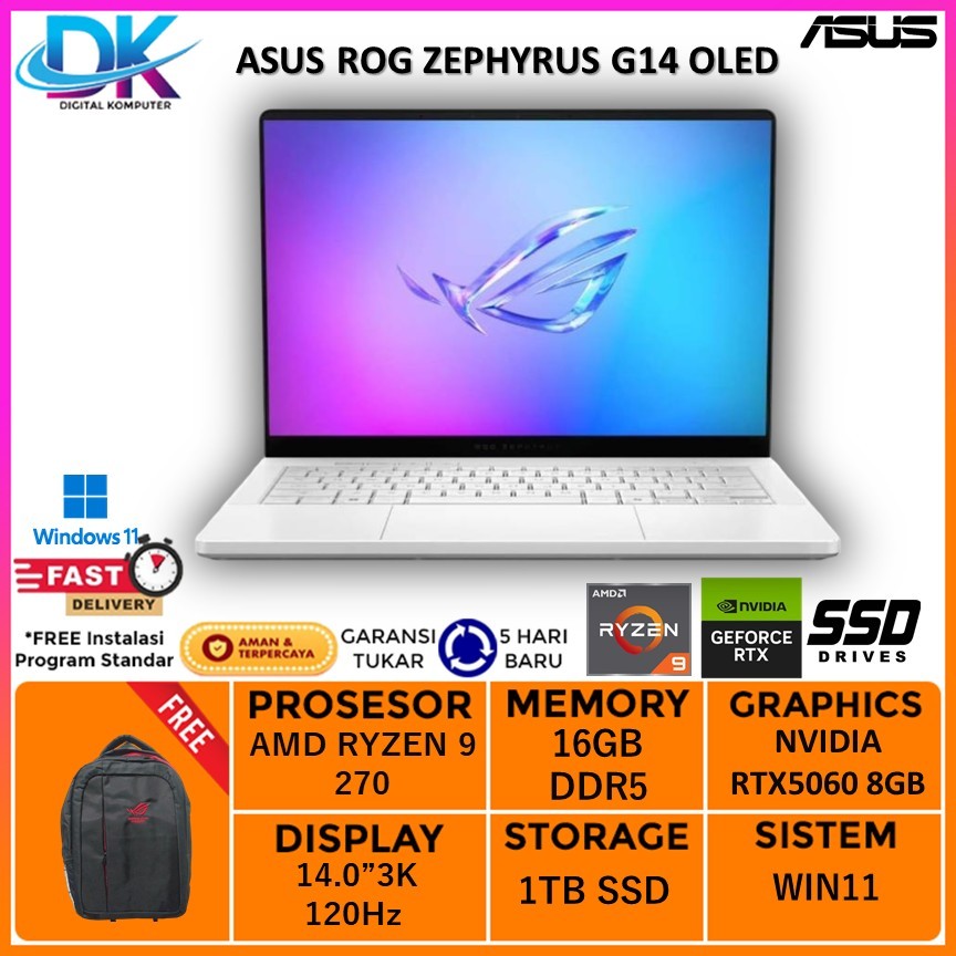 ASUS ROG ZEPHYRUS G14 OLED GA403UM | AMD RYZEN 9 270 | RTX5060 8GB | 16GB 1TB | W11 | 14.0 3K 120HZ