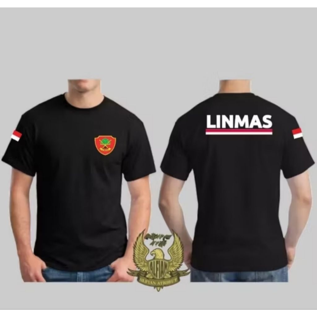 Kaos Hitam Linmas Simpel Desain Garis