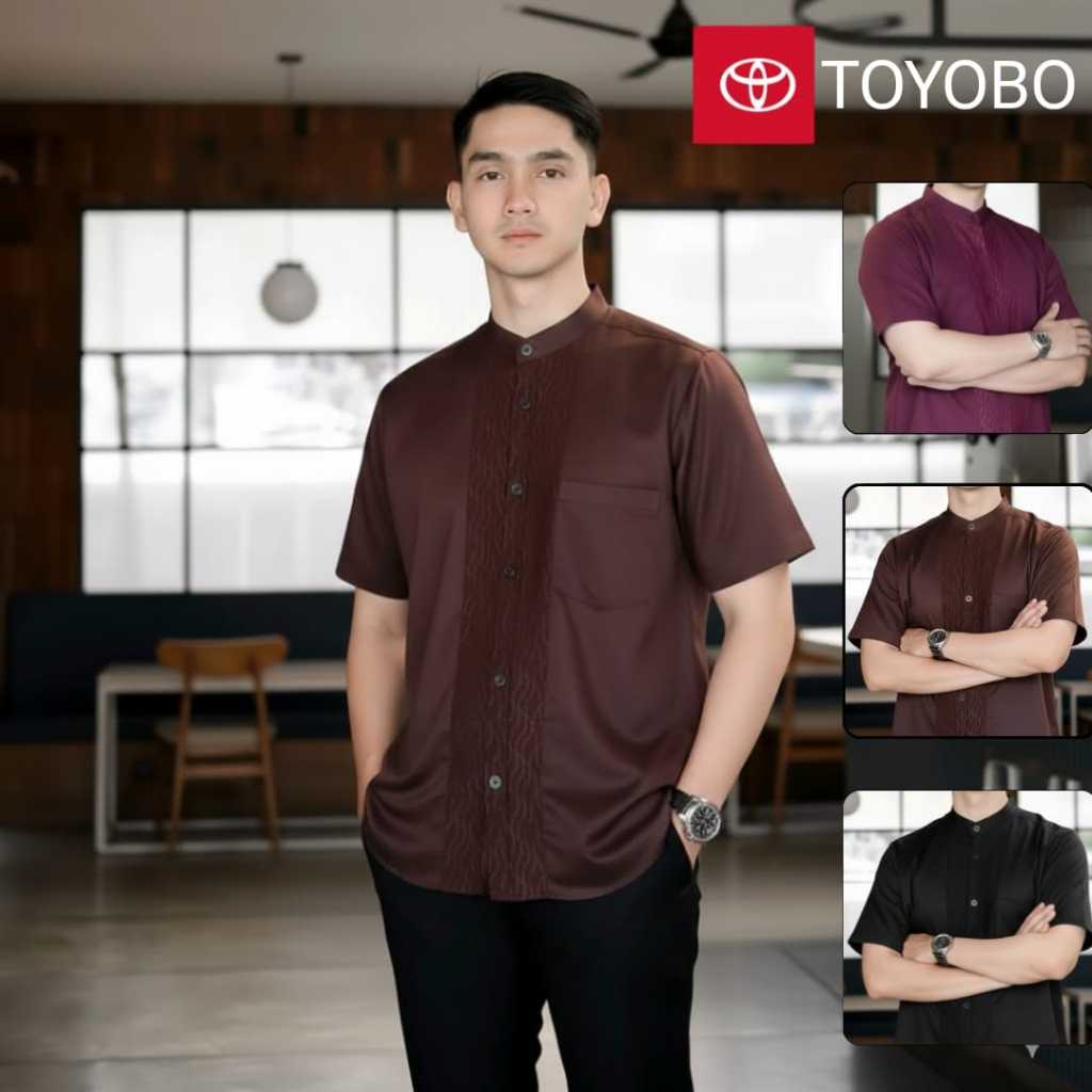 Baju Kemeja koko Pria Lengan Pendek Bahan Katun Toyobo Import Mahogany Baju Kemeja Koko Trend 2026