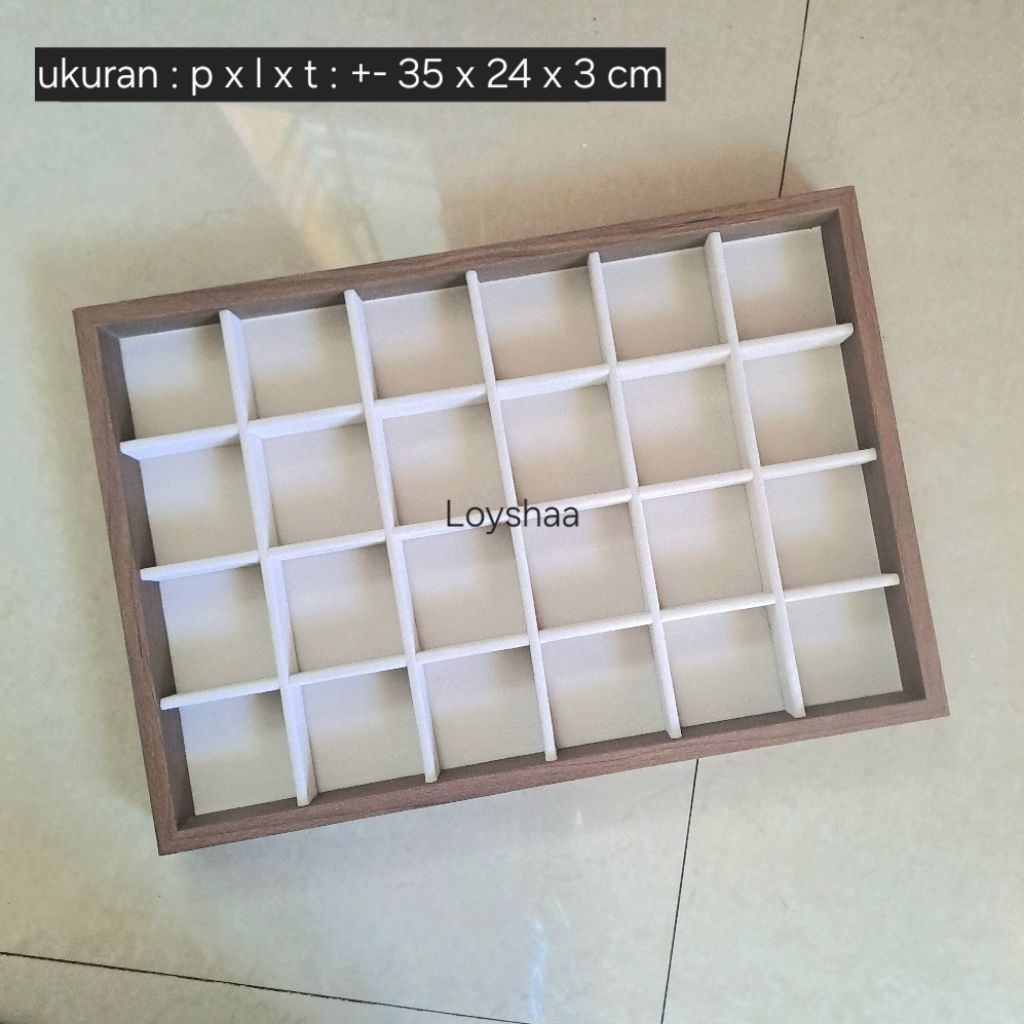 Nampan kayu Bludru aksesoris | Kotak kayu Bludru sekat | Tray aksesoris | Tray skat bludru | Display