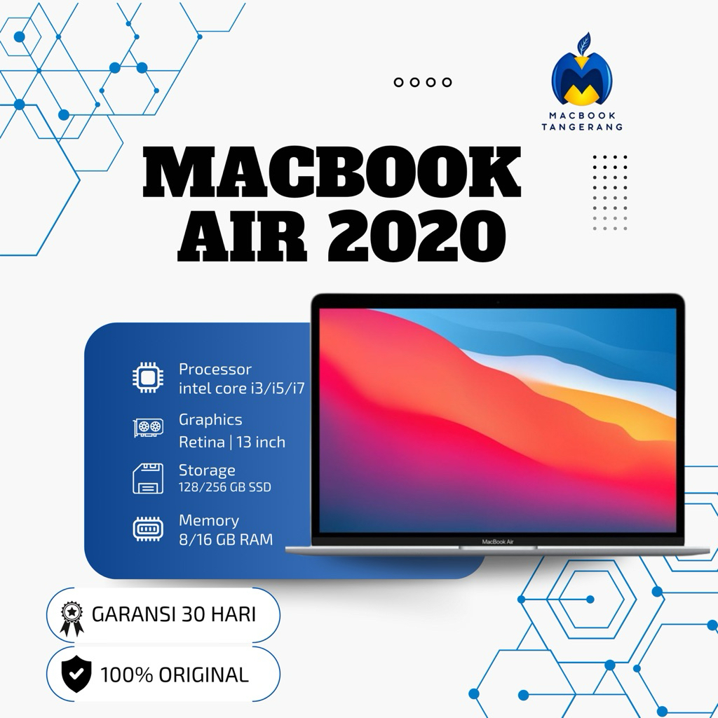MACBOOK AIR 2020 13" i3 i5 RAM 8GB SSD 128/256/512 SECOND ORIGINAL