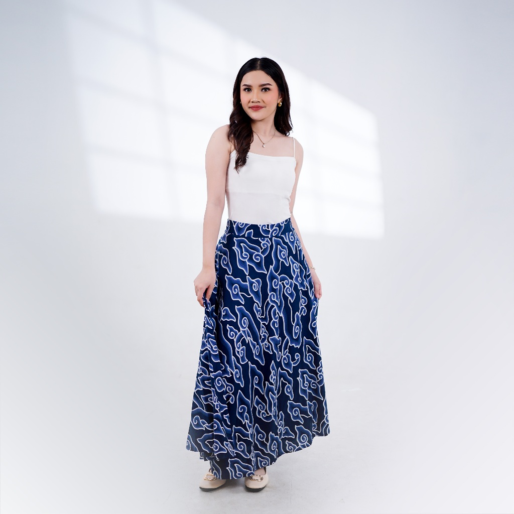BATIK TRUSMI Rok Batik Wanita Mega Mendung Midi