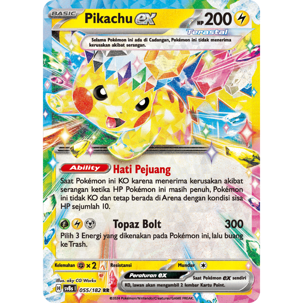PIKACHU EX RR STAPLE POKEMON ORIGINAL INDONESIA