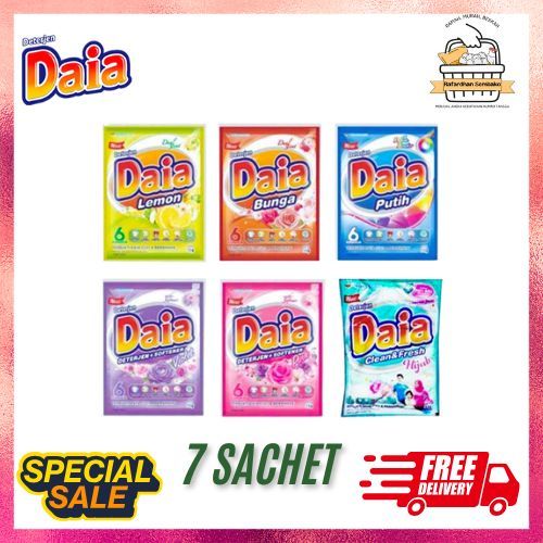 Sabun Daia Bubuk Renceng Isi 7 Sachet Pencuci Pakaian Kotor