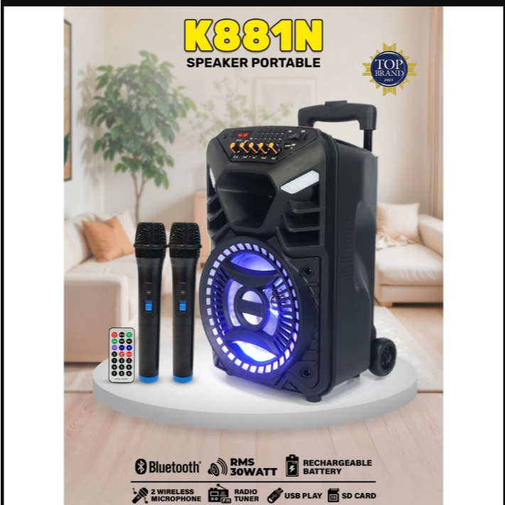 Advance K881N Speaker Bluetooth Karaoke Portable BONUS Mic Wireless K881N