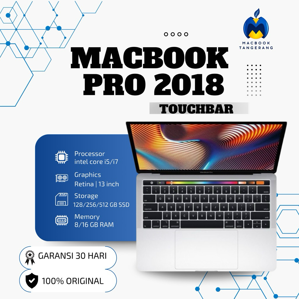MACBOOK PRO 2018 TOUCHBAR 13" RAM 8/16GB SSD 256/512GB SECOND ORIGINAL