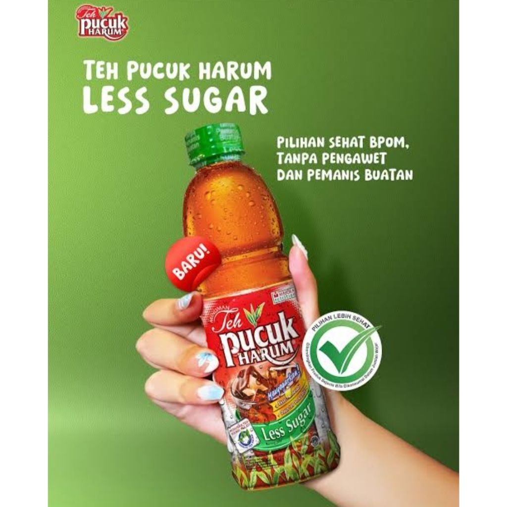Teh Pucuk Harum LESS SUGAR 350ml 1 Dus Isi 24 Botol Teh Herbal Lembut