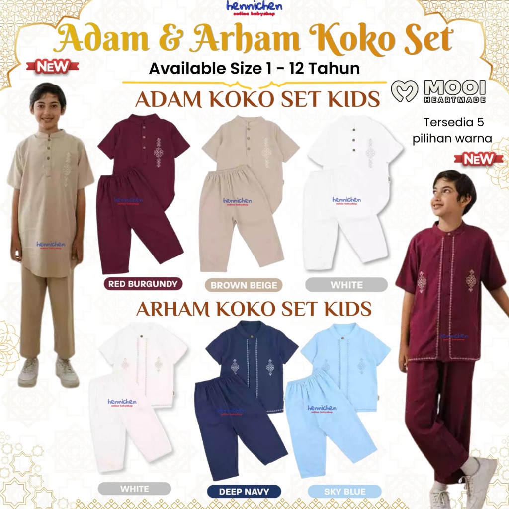 MOTIF BARU Mooi Adam Koko 6 Bulan - 10 Tahun Baju Raya / ARHAM KOKO SET KOKO Setelan Fashion Lebaran