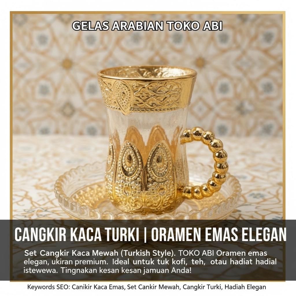 Set Cangkir + Tatakan Arab Kombinasi Gelas Arabian Mewah - Cangkir Teh & Kopi Estetik Desain Klasik 