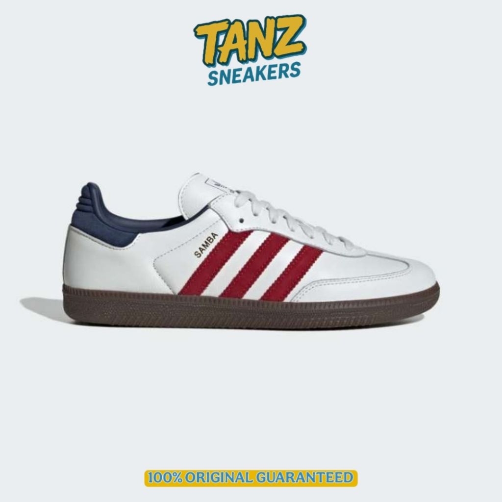 SEPATU CASUAL ADIDAS SAMBA OG WHITE RED INDIGO IH4881 ORIGINAL RESMI