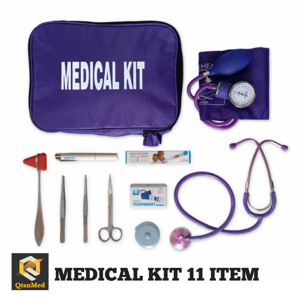 Medical Kit 11 Item GC + MARWA Warna Pilihan Pink Hitam Hijau Ungu Abu Biru Tua / Nursing Kit Set  1
