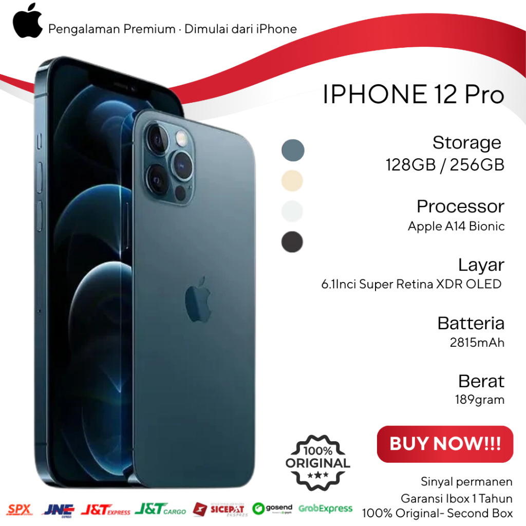 iPhone 12 Pro iBox Second Resmi | Garansi 12Bln | IMEI Permanen | Fullset | 128GB/256GB | 100% Origi