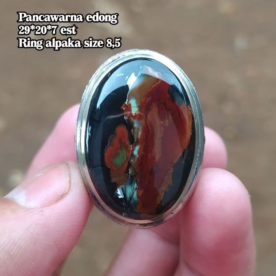 (BISA COD) Cincin Batu Akik Pancawarna Garut Edong Asli